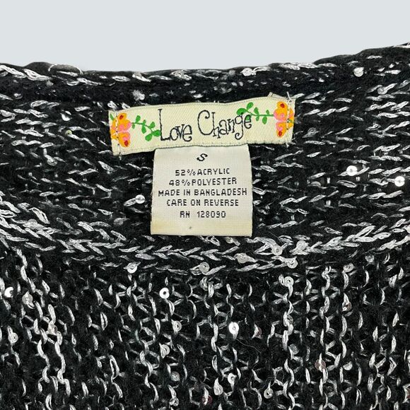 Love‎ Change Womens Sweater Knit Pullover Long Sleeve Pocket Black White Small - Picture 8 of 8